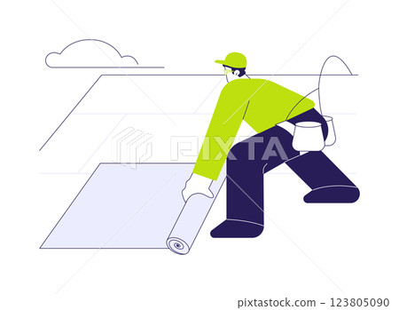Installing roof underlayment abstract concept vector illustration. Installing roof underlayment abstract concept vector illustration. 123805090
