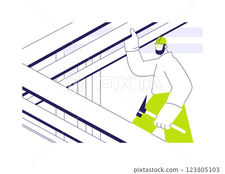 Installation of roof trusses abstract concept vector illustration. 123805103