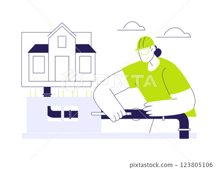 Laying pipes abstract concept vector illustration. 123805106