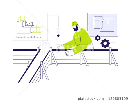 Setting up building lines abstract concept vector illustration. 123805109