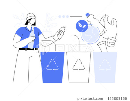 Trash sorting isolated cartoon vector illustrations. Trash sorting isolated cartoon vector illustrations. 123805166