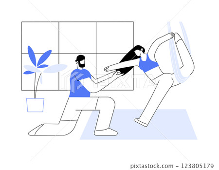 Aerial yoga isolated cartoon vector illustrations. Aerial yoga isolated cartoon vector illustrations. 123805179