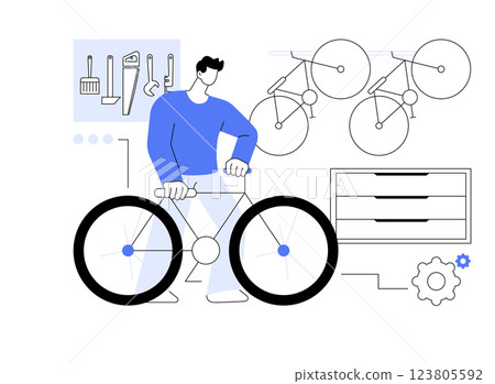 Bike shop owner isolated cartoon vector illustrations. 123805592