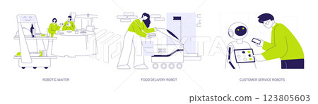 Service robots abstract concept vector illustrations. Service robots abstract concept vector illustrations. 123805603