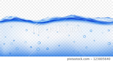 Translucent water wave with air bubbles 123805640
