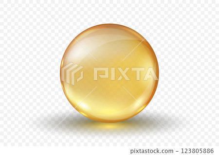 Vitamin B Soft Gel Capsule, Isolated. Realistic 3D Round Golden Transparent Omega-3 Bead, Pharmaceutical Supplement, Fish Oil, Health and Beauty Concept. Vector Illustration Vitamin B Soft Gel Capsule, Isolated. Realistic 3D Round Golden Transparent Omega-3 Bead, Pharmaceutical Supplement, Fish Oil, Health and Beauty Concept. Vector Illustration 123805886