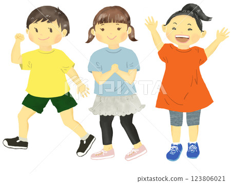 Girl, exercising child, energetic child 123806021
