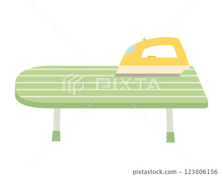 Illustration of an iron and ironing board 123806156