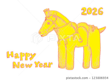 埴輪馬的新年賀卡插圖 123806934