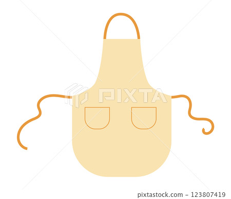 Bib Apron Scalloped technical fashion illustration. Chef uniform for cooking beige cartoon Flat sketch outline apparel  123807419