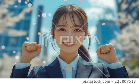一名新來的女員工正在揮拳 一名新來的女員工正在揮拳 123807518