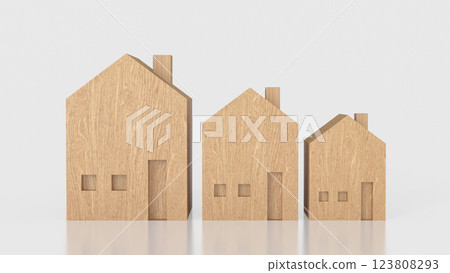 The Wood tree House  for property or real estate  concept 3d Rendering. 123808293