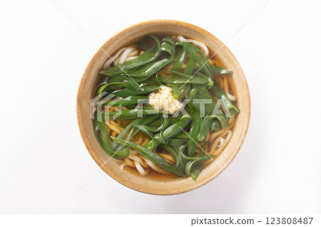 Kujo leek and soba noodles Kujo leek and soba noodles 123808487