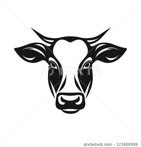 Cow head black and white icon. Outline farm animal design. Vector illustration Cow head black and white icon. Outline farm animal design. Vector illustration 123808999
