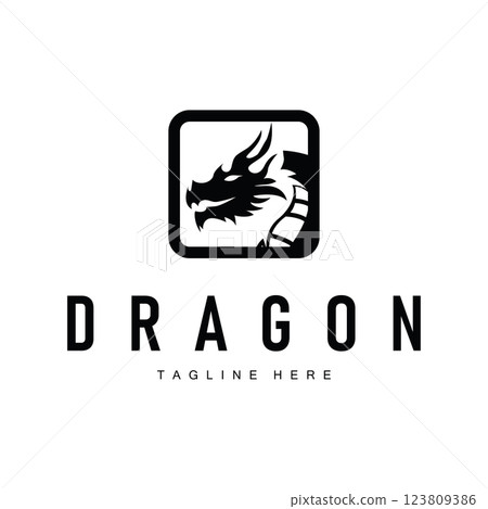 dragon logo design silhouette mythical animal legend with vintage concept old minimalist simple templet dragon logo design silhouette mythical animal legend with vintage concept old minimalist simple templet 123809386