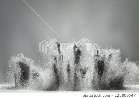 Wallpaper Background of silver diamond glitter powder sand creating abstract bokeh festive sparkle. Bokeh particle element of silver diamond glitter sand light up luxury balance background 123809547