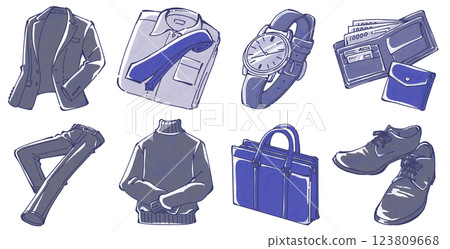 男士商務時尚單品插畫集 男士商務時尚單品插畫集 123809668