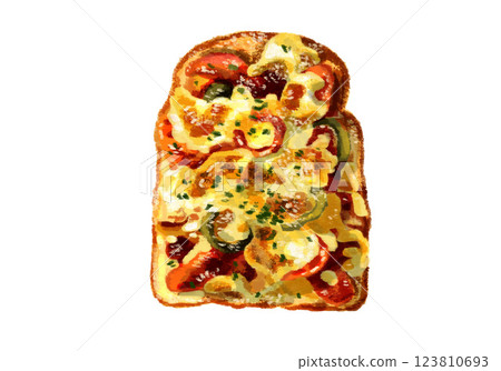 由水彩繪的比薩吐司 123810693