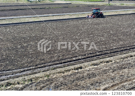 Rice field soil making Rice field soil making 123810700