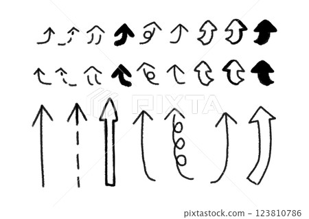 Hand drawn arrow set - black Hand drawn arrow set - black 123810786