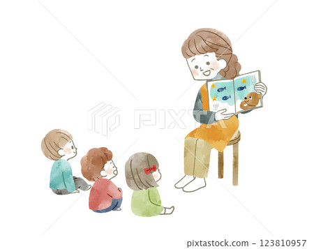 繪本閱讀-水彩畫 123810957