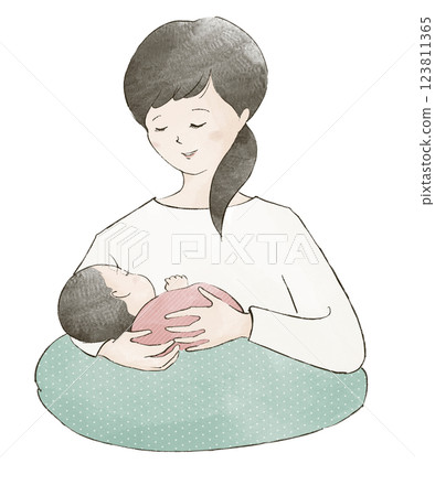 母乳哺育的婦女和嬰兒喝母乳 123811365