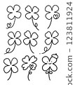 Simple four-leaf clover illustration, cute one-stroke drawing 123811924