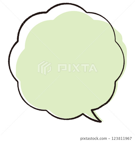 Simple speech bubble with hand-drawn line drawing style, cloud-shaped round tail right, stylish color Simple speech bubble with hand-drawn line drawing style, cloud-shaped round tail right, stylish color 123811967