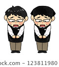 Apology_Request_Bowing head of male store clerk [black apron] 123811980