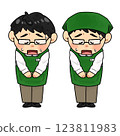 Apology_Request_Bowing head of male store clerk [green apron] 123811983