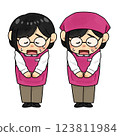Apology_Request_Bowing female store clerk [pink apron] 123811984