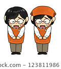 Apology_Request_Bowing female store clerk [orange apron] 123811986