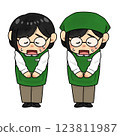 Apology_Request_Bowing female store clerk [green apron] 123811987