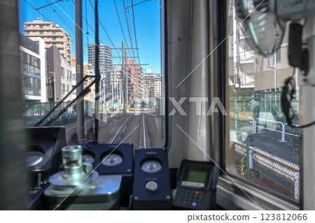 Inside a Train Cabin Overlooking Urban Railroad Tracks, Tokyo Dec 6 2024 Inside a Train Cabin Overlooking Urban Railroad Tracks, Tokyo Dec 6 2024 123812066