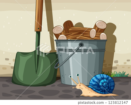 Garden Tools and Snail Encounter 123812147