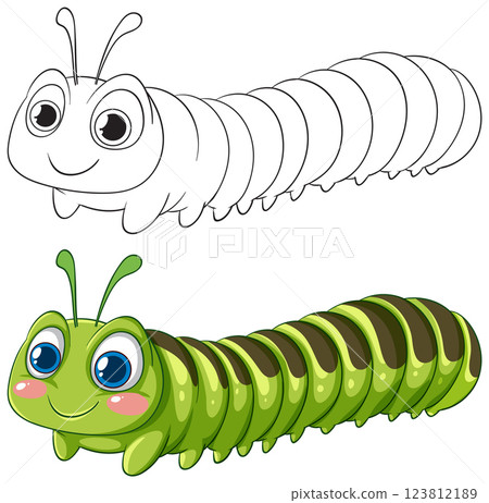 Cute Cartoon Caterpillar Vector Illustration Cute Cartoon Caterpillar Vector Illustration 123812189