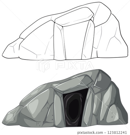 Stone Cave Vector Illustration 123812241