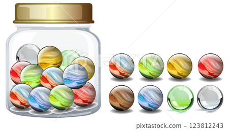 Colorful Marbles in a Glass Jar Colorful Marbles in a Glass Jar 123812243