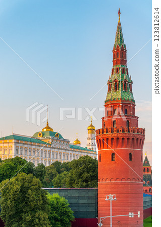Vodovzvodnaya Tower at southwestern corner of Moscow Kremlin, overlooking Moscow River. Moscow, Russia Vodovzvodnaya Tower at southwestern corner of Moscow Kremlin, overlooking Moscow River. Moscow, Russia 123812614