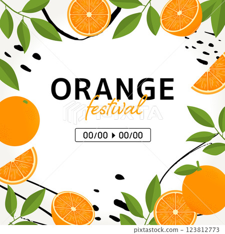 橘色水彩框_白色_無文字 123812773