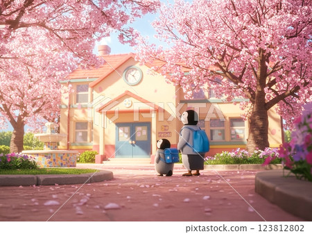 First grade of elementary school: Penguins start school in spring 123812802