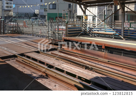 View of an Empty Urban Train Station Platform, Tokyo Dec 6 2024 123812815