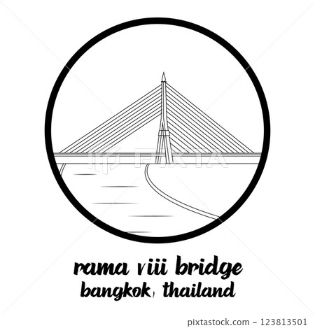Circle Icon King Rama VIII Bridge. Vector Illustration Circle Icon King Rama VIII Bridge. Vector Illustration 123813501