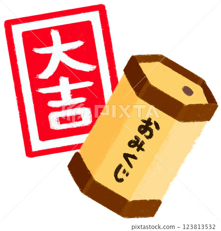 Simple illustration, crayon touch, fortune slip Simple illustration, crayon touch, fortune slip 123813532