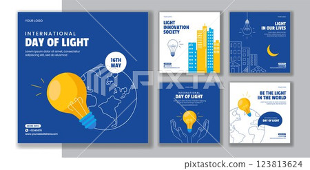 International Day of Light Celebration Social Media Post in Flat Cartoon Style 123813624