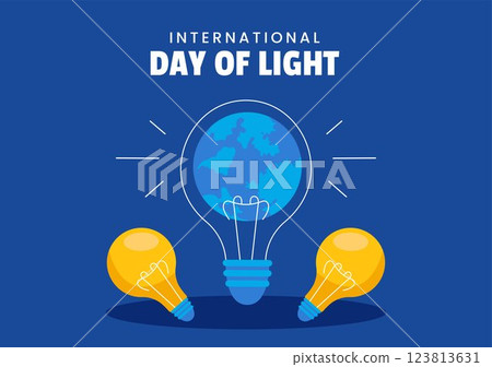 International Day of Light Themed Social Media Background in Cartoon Design 123813631