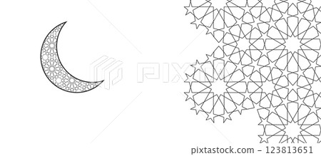 Geometry Abstract Crescent Retro Traditional Logo Pattern background 123813651