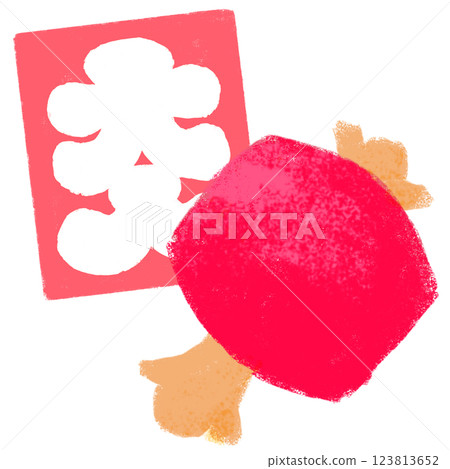 Simple illustration, crayon touch, large bag and mallet 123813652