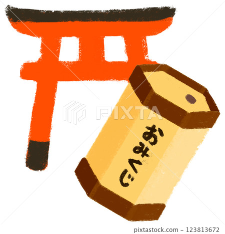 Simple illustration, crayon touch, fortune image 123813672