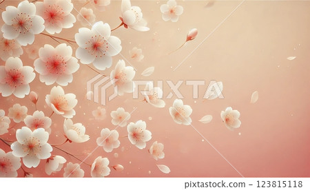 A poem of cherry blossoms riding on the sunset beige wind 123815118